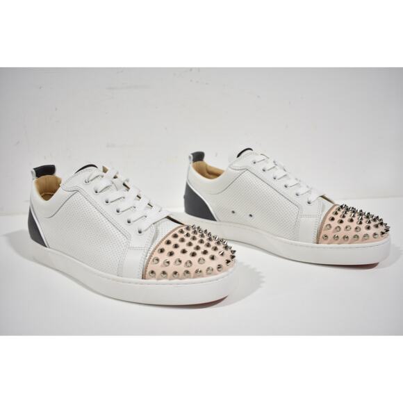 Christian Louboutin Louis Junior Spikes Orlato Flat White Low Top Sneakers 44 11 - Picture 4 of 12